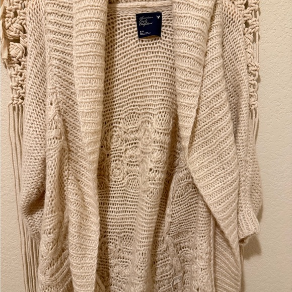 American Eagle Outfitters Sweaters - American Eagle Chunky Knit Cream Cardigan Belted Tie Waist Oversized Cozy Women’